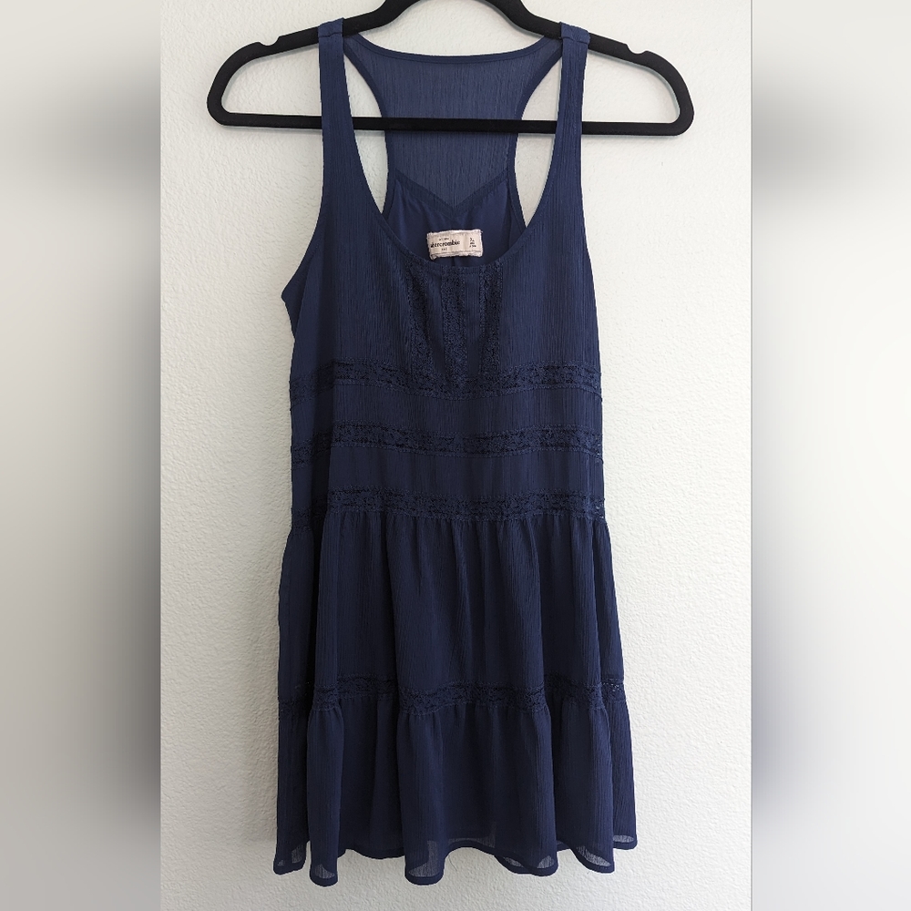 Abercrombie Kids XL Navy Blue Dress with Lace Detail